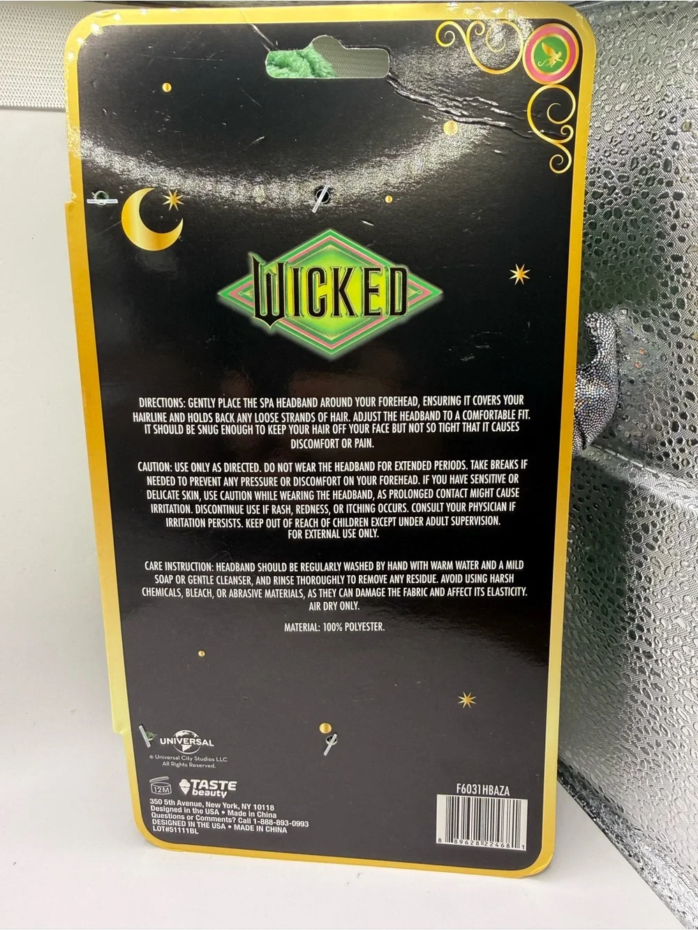 Wicked Elphaba Spa Headband Set Soft Cozy Make-up After the Shower Brand New